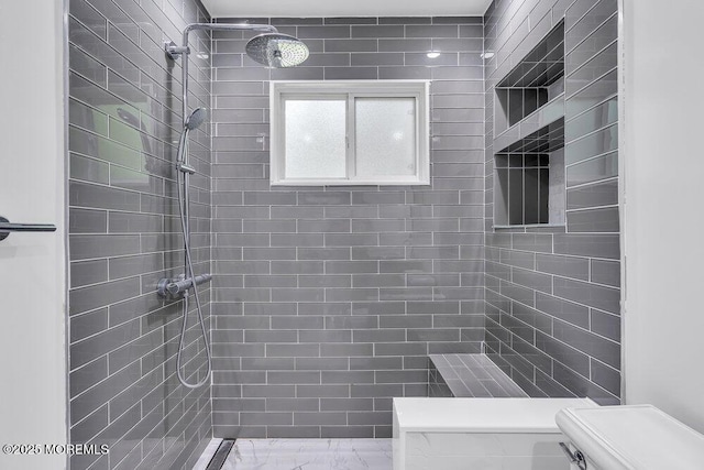 136 Van Brackle Rd, Matawan, NJ 07747 - bathroom with a tile shower and toilet