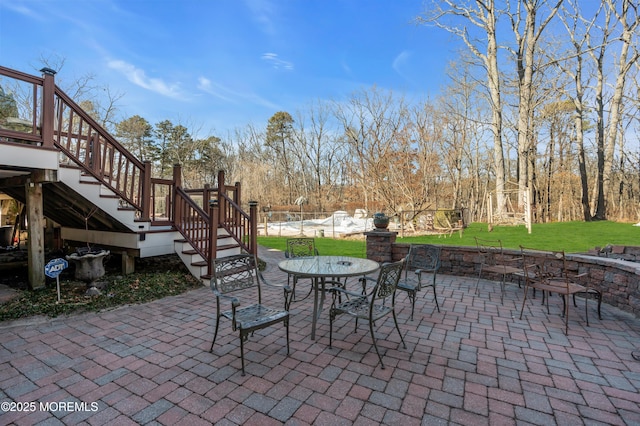 view of patio with stairs