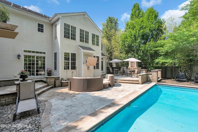 7 Trumbull Ct, Jackson, NJ 08527 - view of swimming pool featuring a patio, an outdoor living space, and outdoor dining space