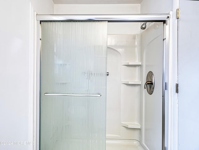 bathroom with a shower stall