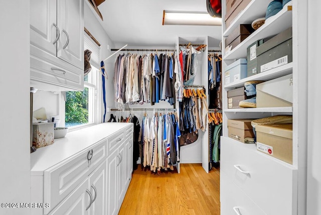 spacious closet with light wood-style floors