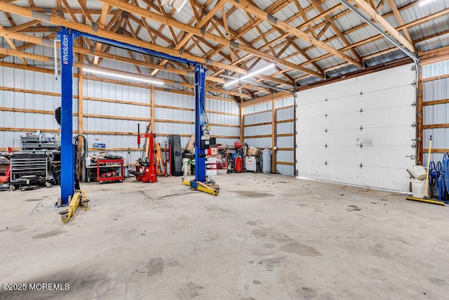 garage featuring metal wall