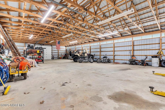 garage with metal wall