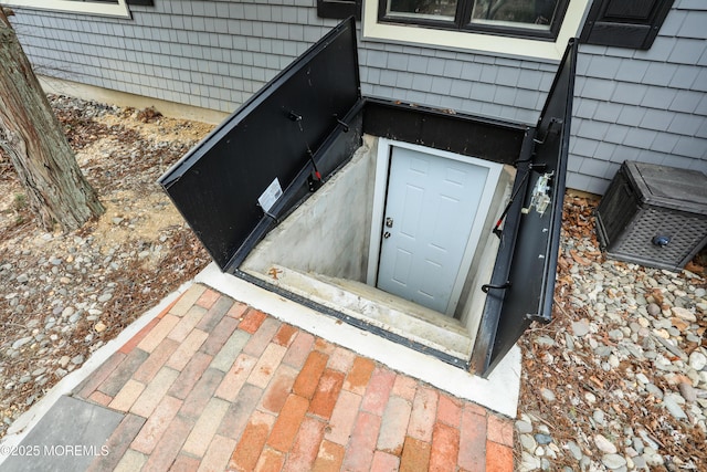 view of storm shelter