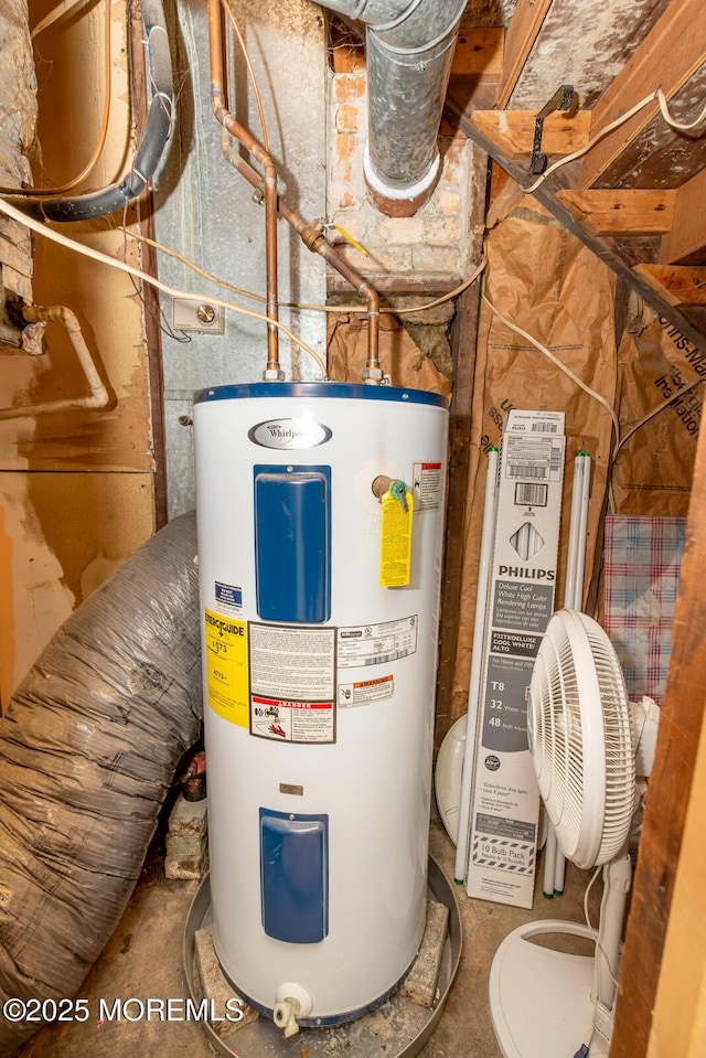 utility room featuring electric water heater