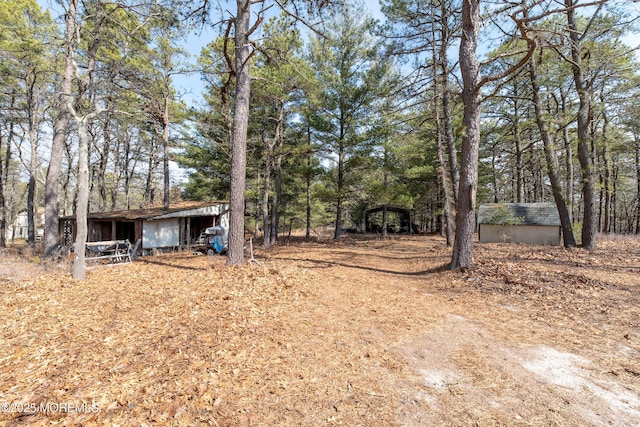 view of yard featuring an outbuilding