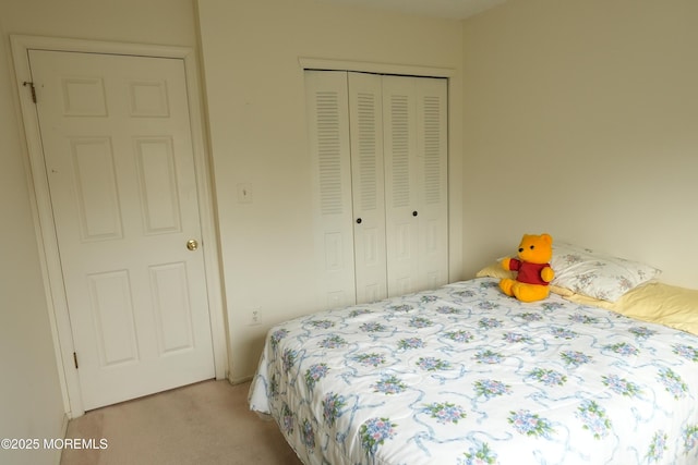 bedroom with a closet and carpet flooring