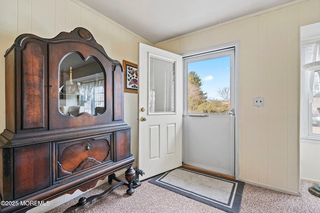 interior space featuring carpet flooring