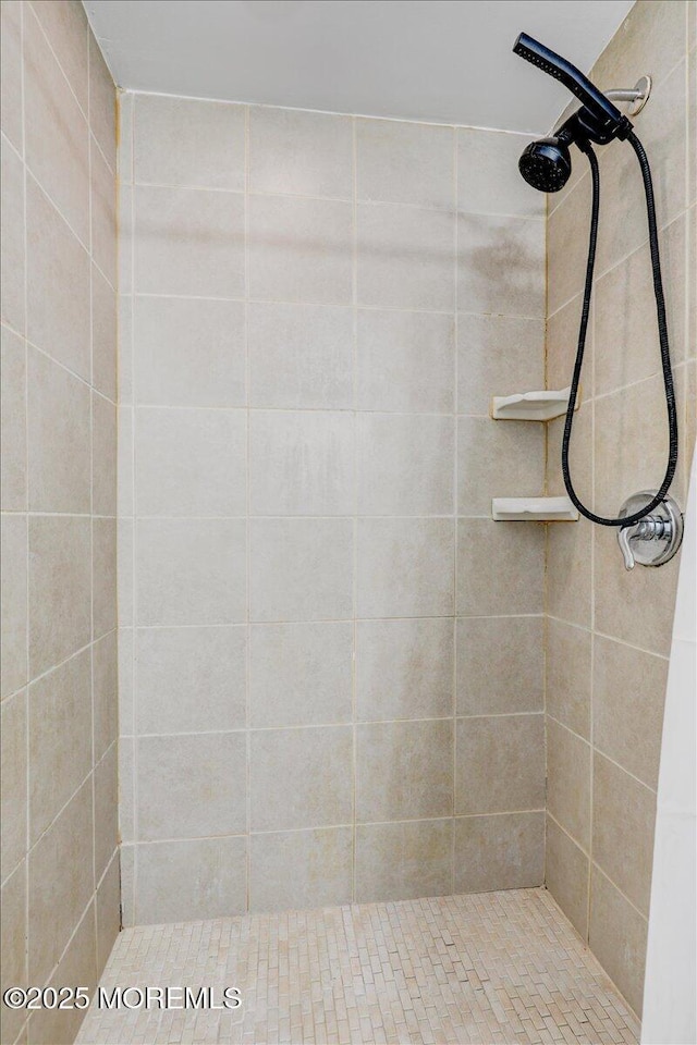 bathroom with a tile shower