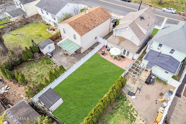 bird's eye view with a residential view