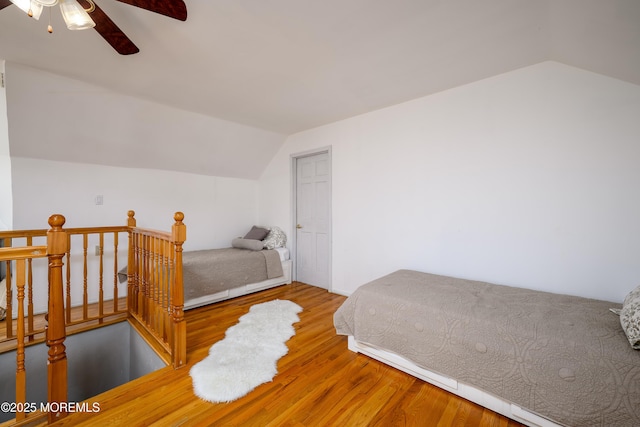 75 Highland Ave, Highlands, NJ 07732 - bedroom with ceiling fan, wood finished floors, and vaulted ceiling