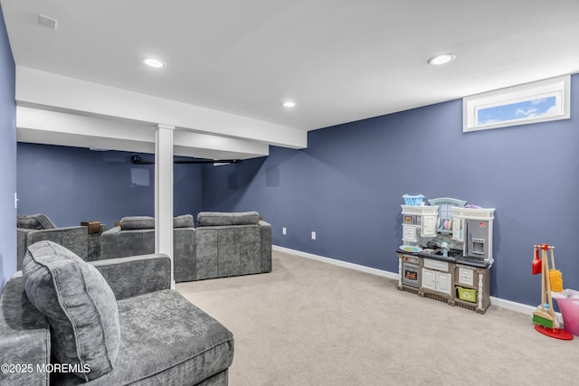 interior space with recessed lighting and baseboards