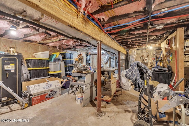 view of unfinished basement