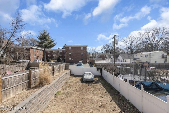 view of yard featuring fence private yard and a residential view