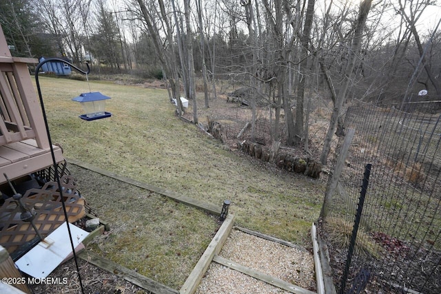 view of yard featuring fence