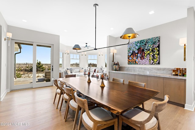 dining room featuring light wood finished floors