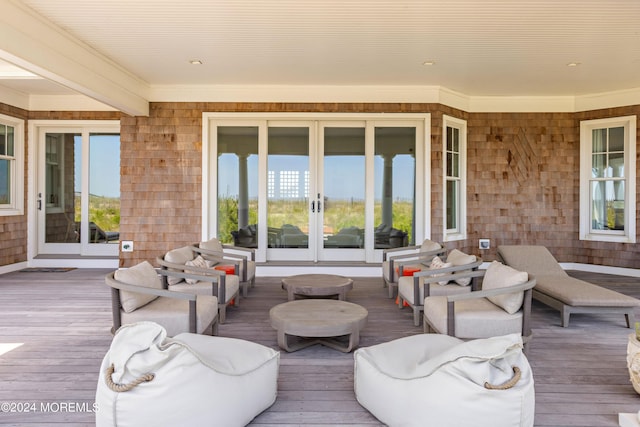 wooden deck with french doors