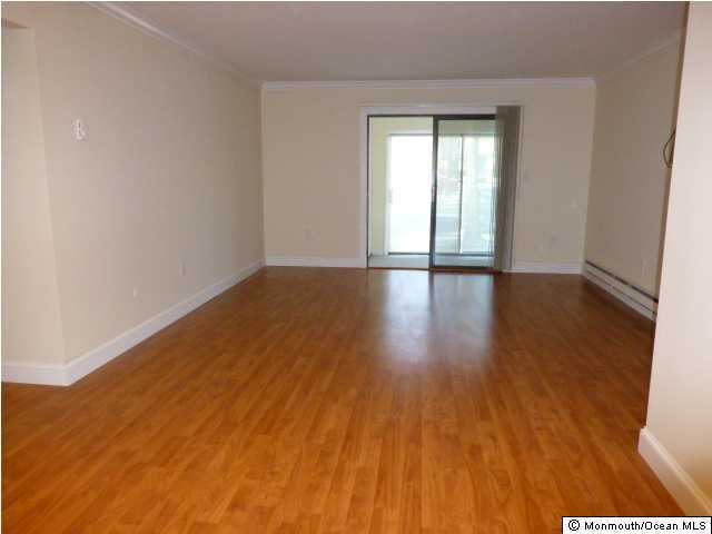 empty room with baseboards, a baseboard heating unit, light wood-type flooring, and crown molding