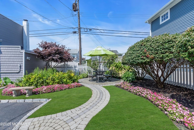 view of yard with a patio area and fence