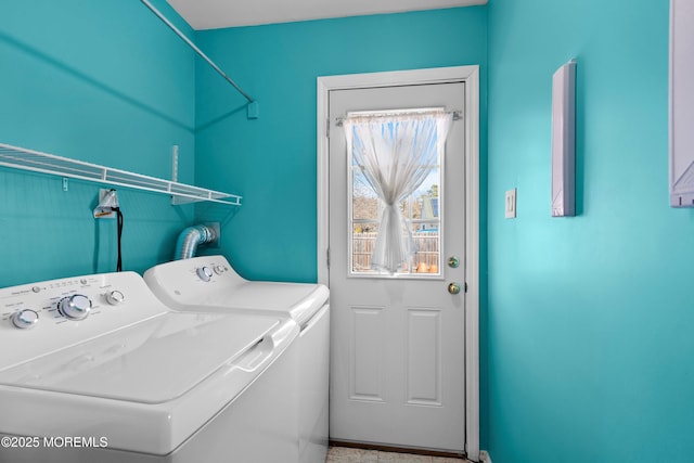 washroom with laundry area and separate washer and dryer