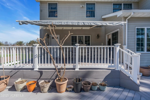 wooden deck featuring a porch