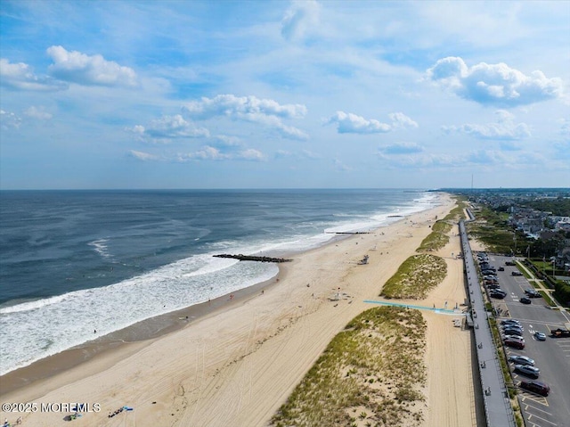 view of water feature with a view of the beach