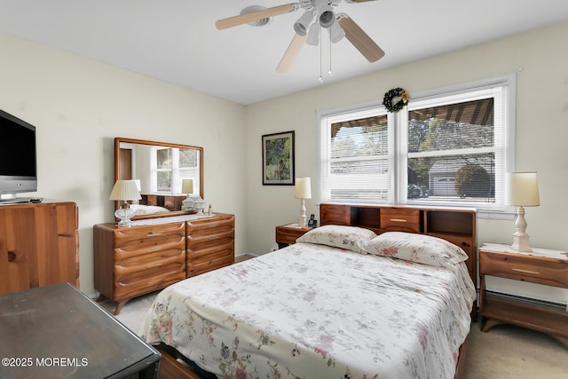 bedroom featuring carpet floors and a ceiling fan