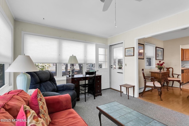 living room with wood finished floors