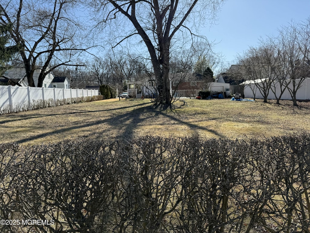 view of yard featuring a fenced backyard