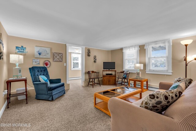 2-4 NE Central Ave, Seaside Park, NJ 08752 - carpeted living area with a baseboard heating unit, baseboards, and baseboard heating