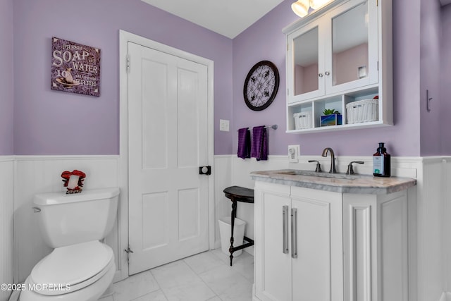 2-4 NE Central Ave, Seaside Park, NJ 08752 - bathroom with vanity, marble finish floor, wainscoting, and toilet