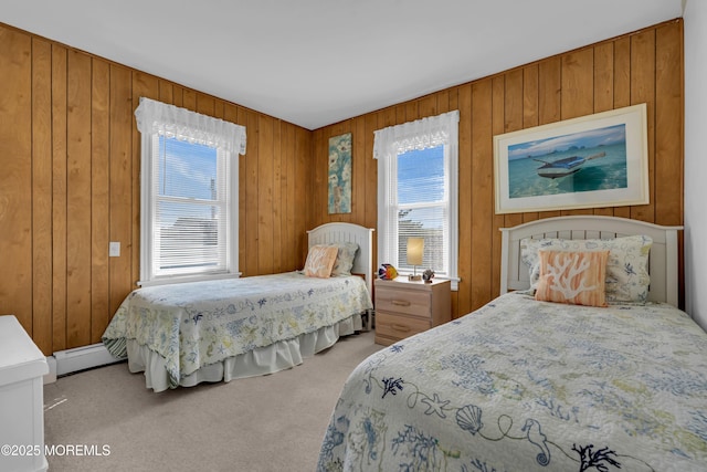 2-4 NE Central Ave, Seaside Park, NJ 08752 - bedroom featuring wood walls, carpet floors, and a baseboard radiator