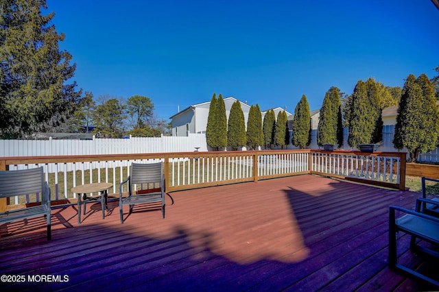 deck featuring fence