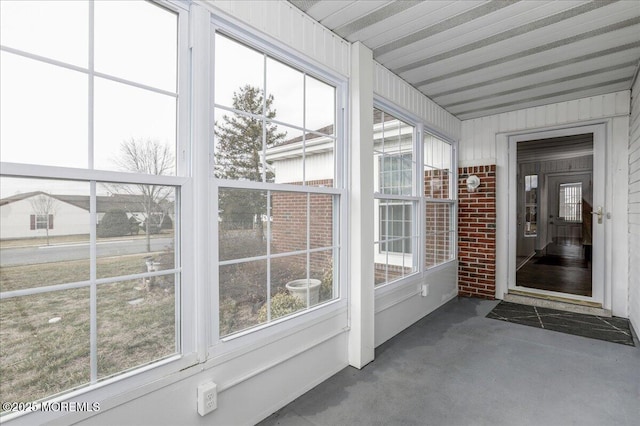 view of unfurnished sunroom