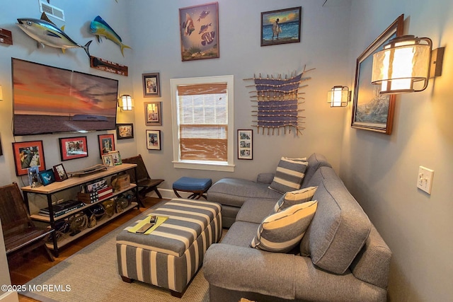 living area featuring wood finished floors