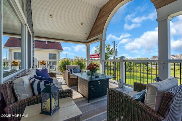 deck with an outdoor hangout area