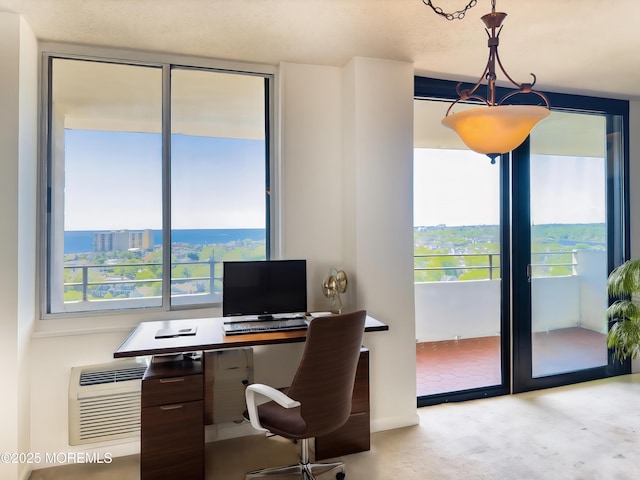 home office featuring carpet flooring