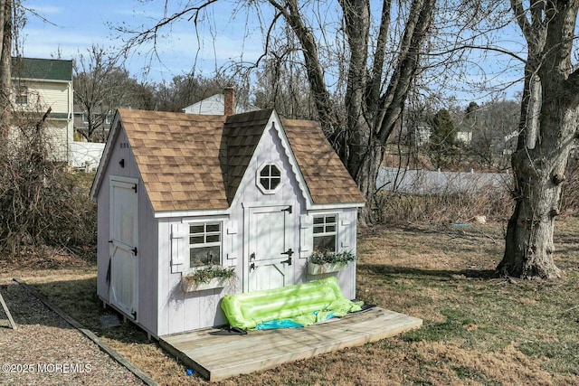 view of shed