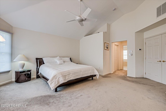 1 Christie Ln, Freehold, NJ 07728 - carpeted bedroom featuring high vaulted ceiling and ceiling fan
