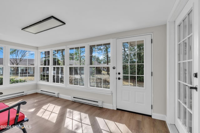 sunroom featuring a baseboard radiator