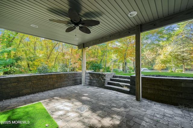 view of patio with a ceiling fan