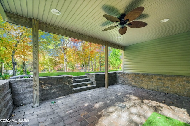 view of patio with ceiling fan