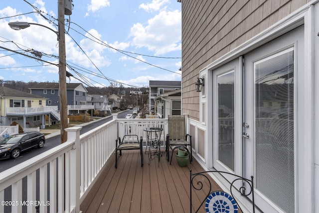 deck with a residential view