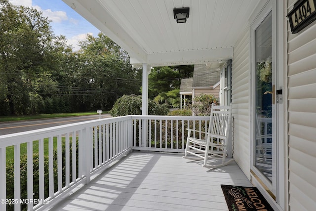 wooden deck with covered porch