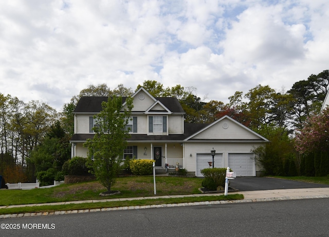 5 Falkinburg Dr, Little Egg Harbor, NJ 08087 - view of front of home featuring covered porch, an attached garage, driveway, and a front yard