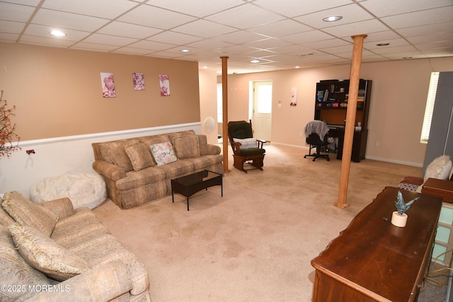 5 Falkinburg Dr, Little Egg Harbor, NJ 08087 - carpeted living room with recessed lighting and a drop ceiling
