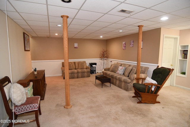 5 Falkinburg Dr, Little Egg Harbor, NJ 08087 - living area with carpet, a drop ceiling, recessed lighting, and visible vents