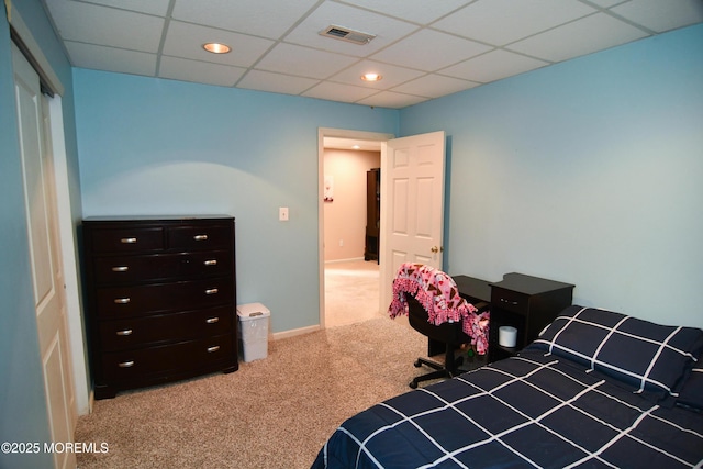 5 Falkinburg Dr, Little Egg Harbor, NJ 08087 - carpeted bedroom with recessed lighting, visible vents, and a paneled ceiling