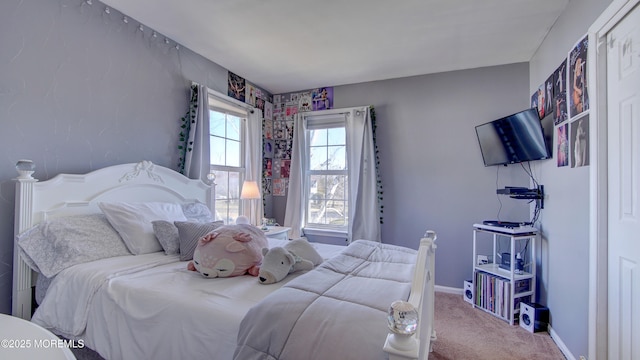 bedroom with baseboards and carpet flooring