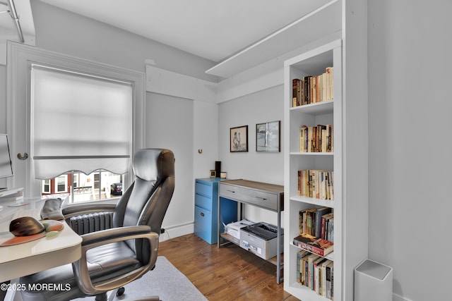 office area with dark wood finished floors